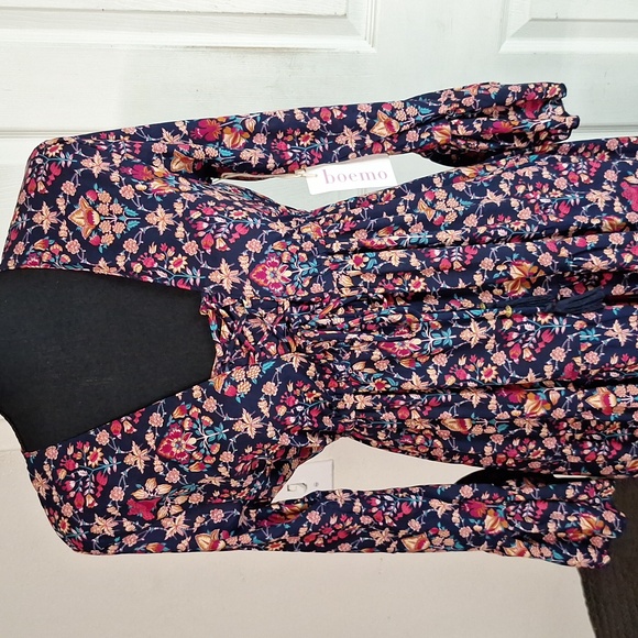 Anthropologie Boemo Maxi Dress Pink Blue Ruffle Tiered Long Sleeve Sz Small New - Picture 3 of 9